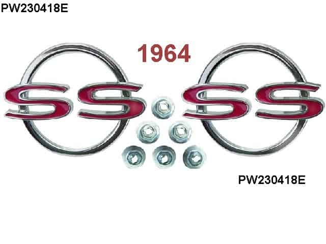 64 Chev Impala 1/4 panel Round Impala SS emblems (pr)